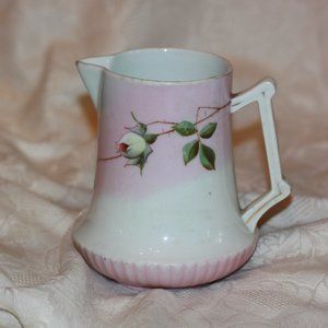 MARX-GUTHERZ Carlsbad Austria 6" PITCHER Rose Pink Flowers Vintage